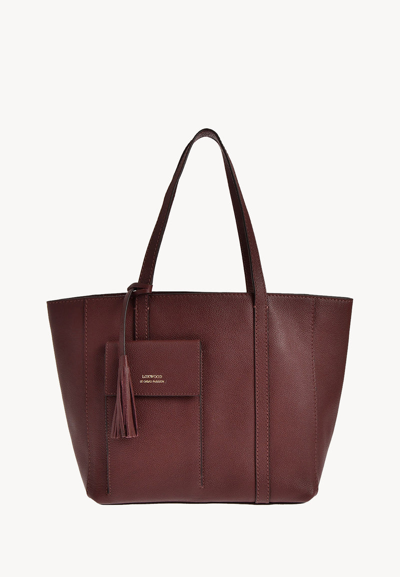 Cabas PARISIEN medium - Cuir grainé avec poche frontale