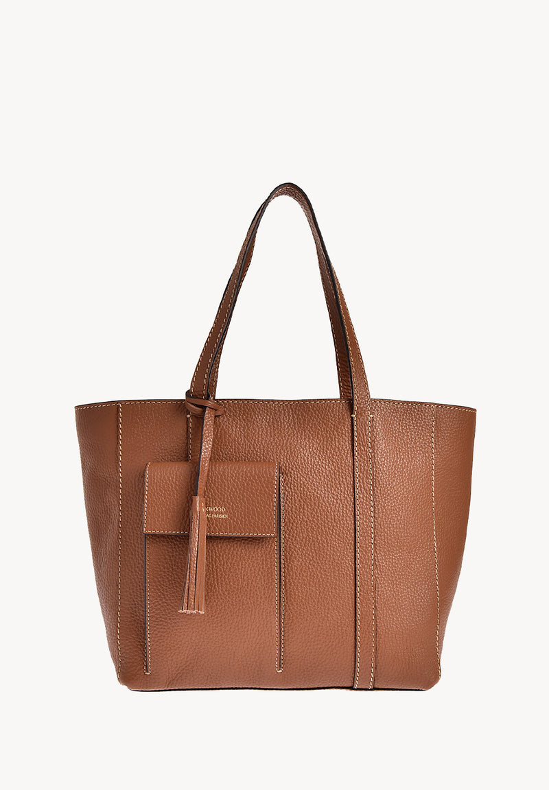 Cabas PARISIEN medium - Cuir grainé avec poche frontale