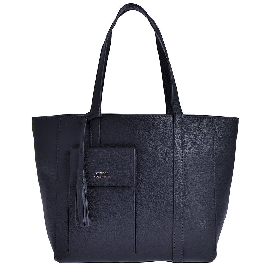 Cabas PARISIEN medium - Cuir grainé avec poche frontale