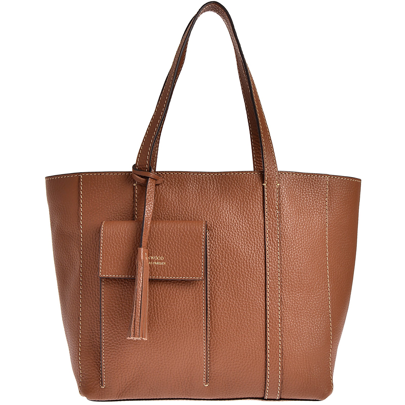 Cabas PARISIEN medium - Cuir grainé avec poche frontale