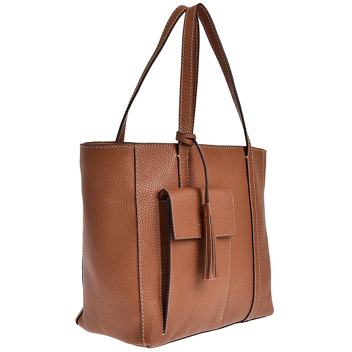 PARISIEN medium tote bag - Grained leather with front pocket