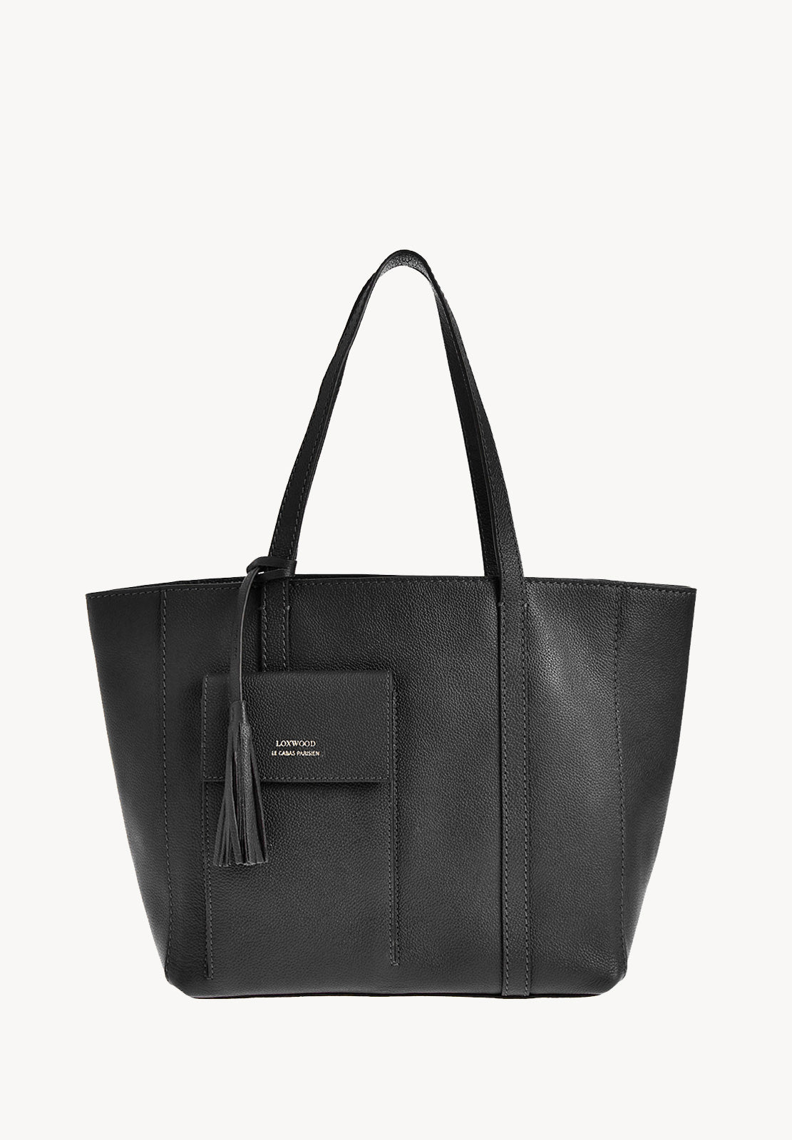 PARISIEN medium tote bag - Grained leather with front pocket