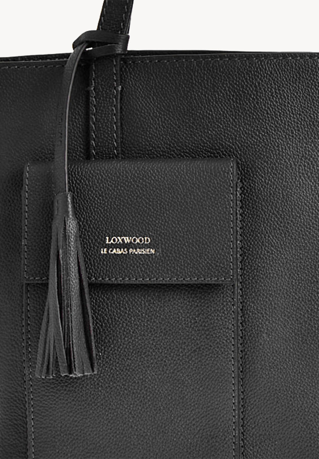 PARISIEN medium tote bag - Grained leather with front pocket