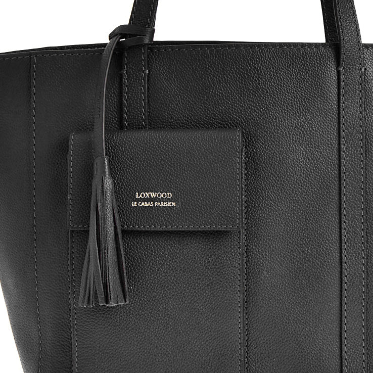 PARISIEN medium tote bag - Grained leather with front pocket