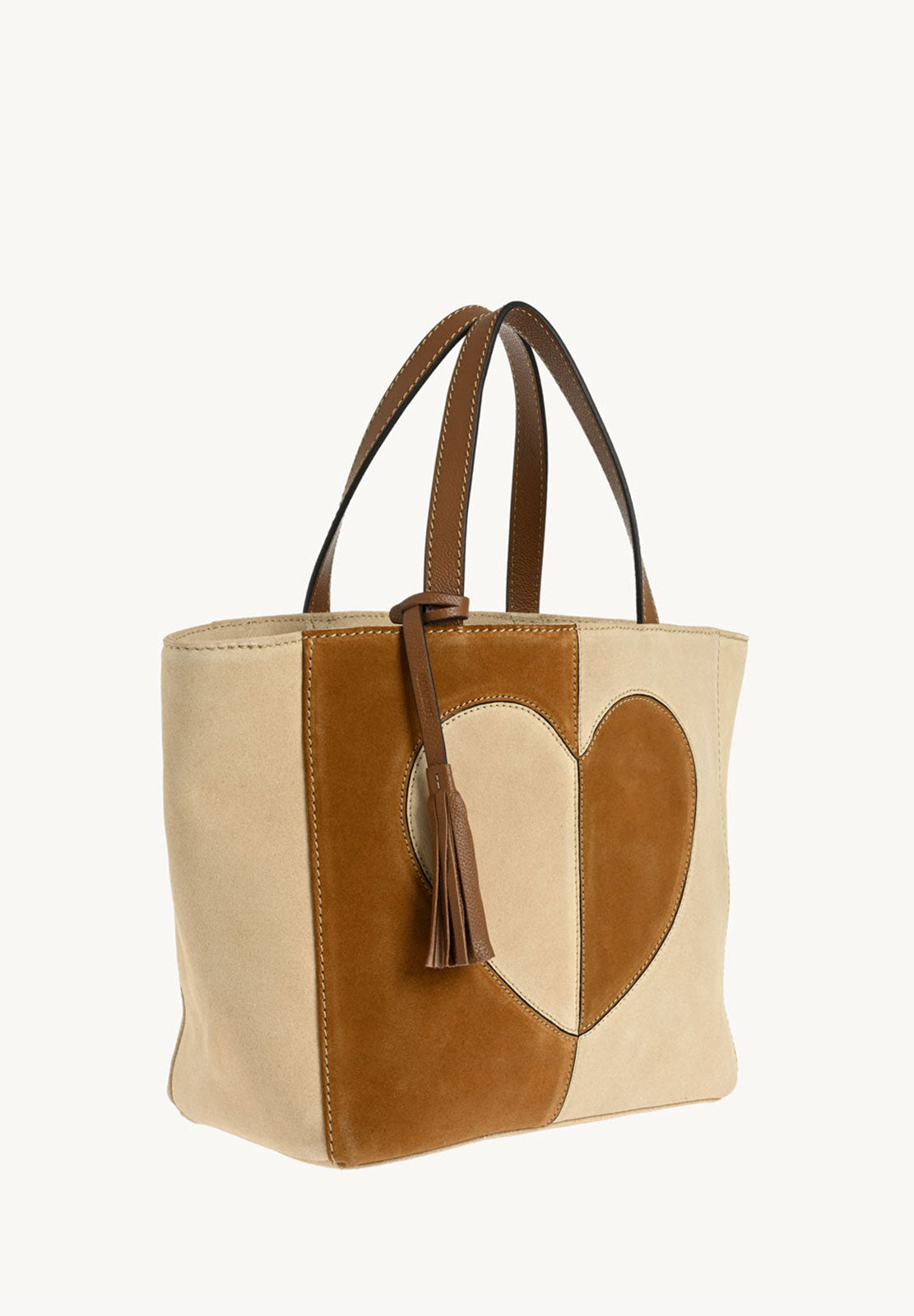 Cabas PARISIEN medium en cuir velours motif cœur