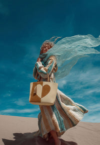 Cabas PARISIEN medium en cuir velours motif cœur