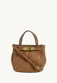 BABY NANOU - Mini crossover en cuir grainé Brandy