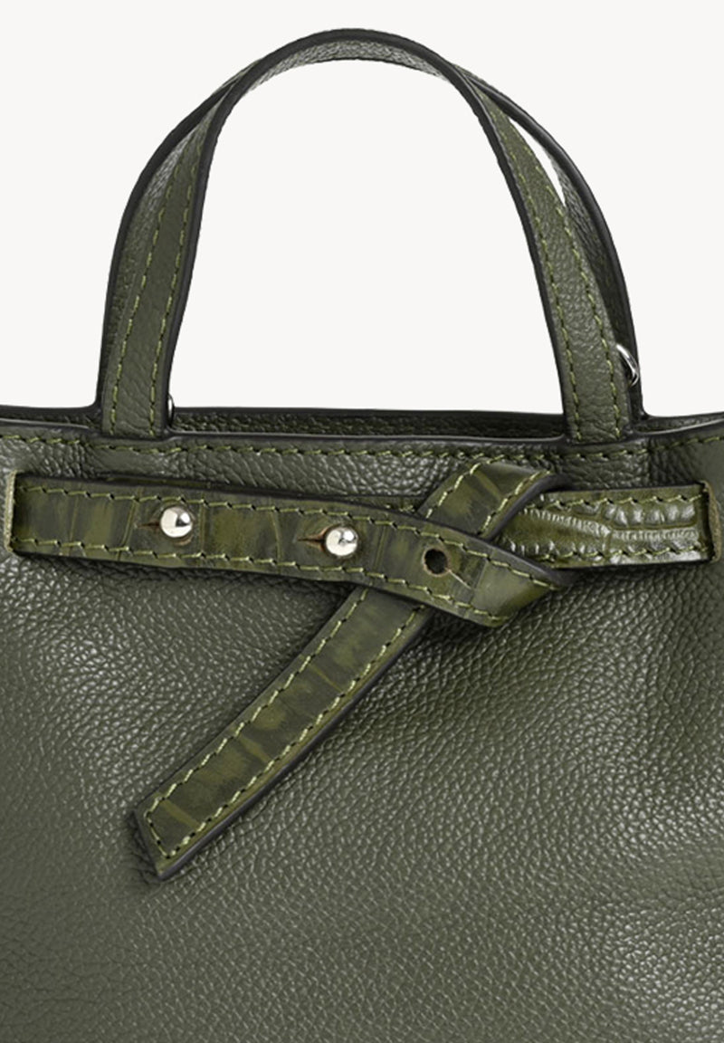 BABY NANOU - Mini crossover in grained leather and crocodile print