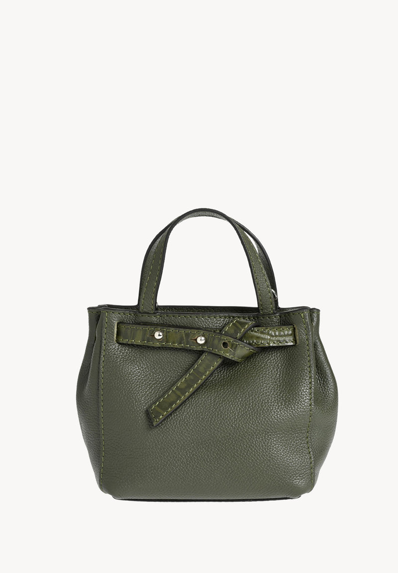 BABY NANOU - Mini crossover in grained leather and crocodile print