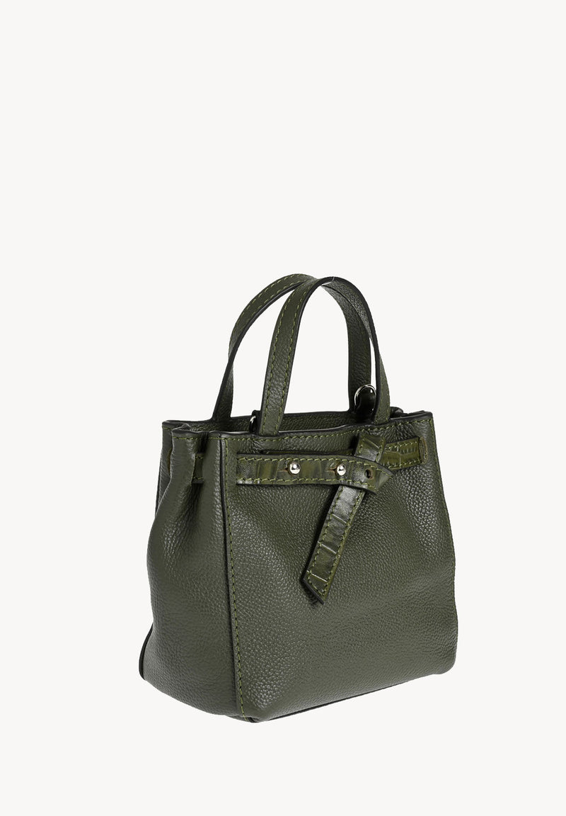 BABY NANOU - Mini crossover in grained leather and crocodile print