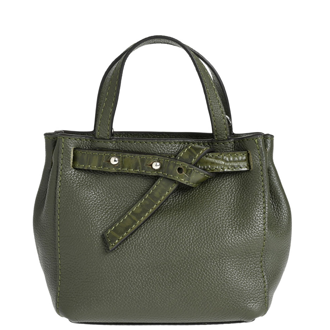 BABY NANOU - Mini crossover in grained leather and crocodile print