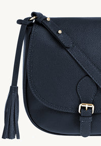 LIVIA - Sac crossover en cuir grainé piqué main contrasté