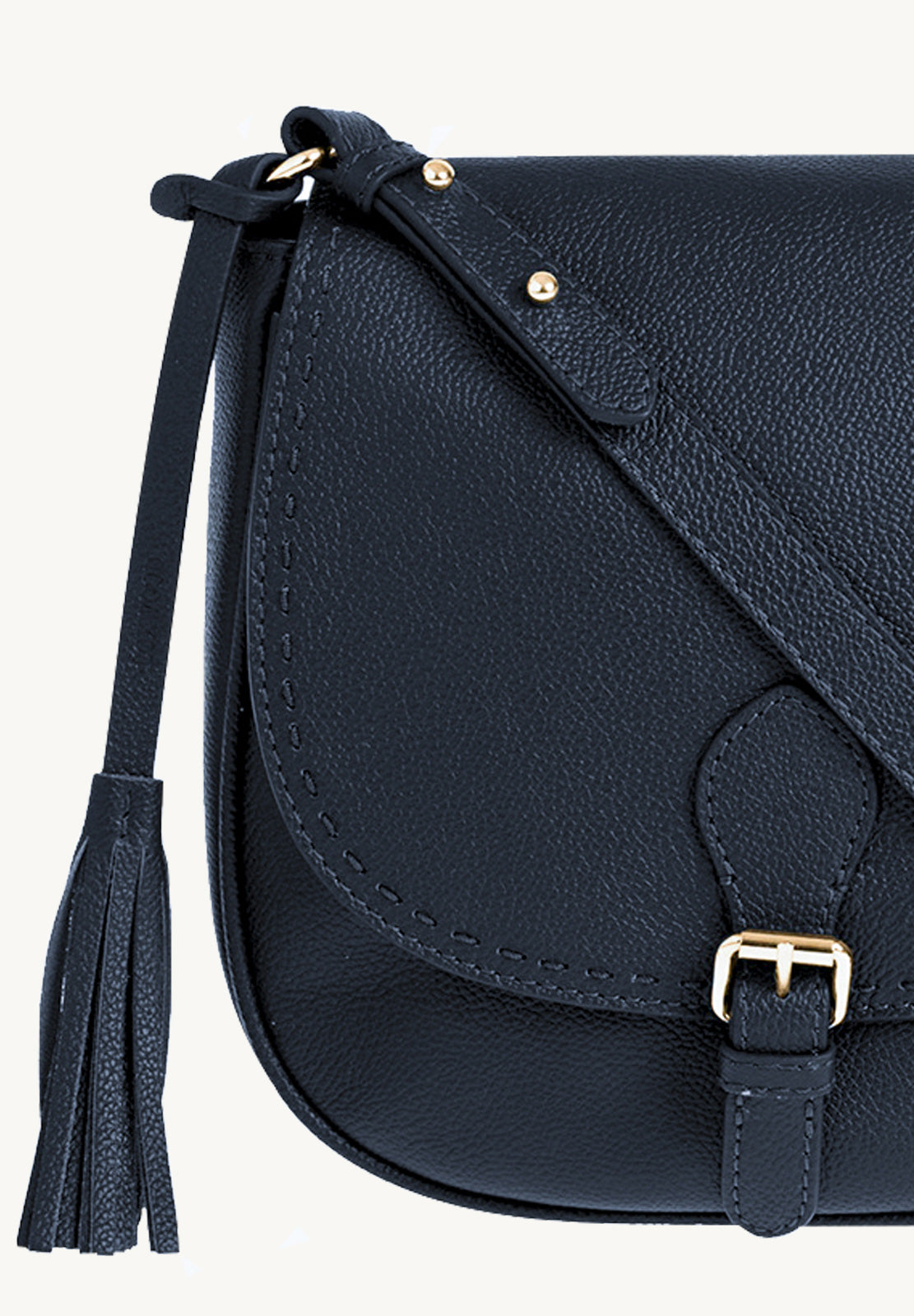 LIVIA - Sac crossover en cuir grainé piqué main contrasté