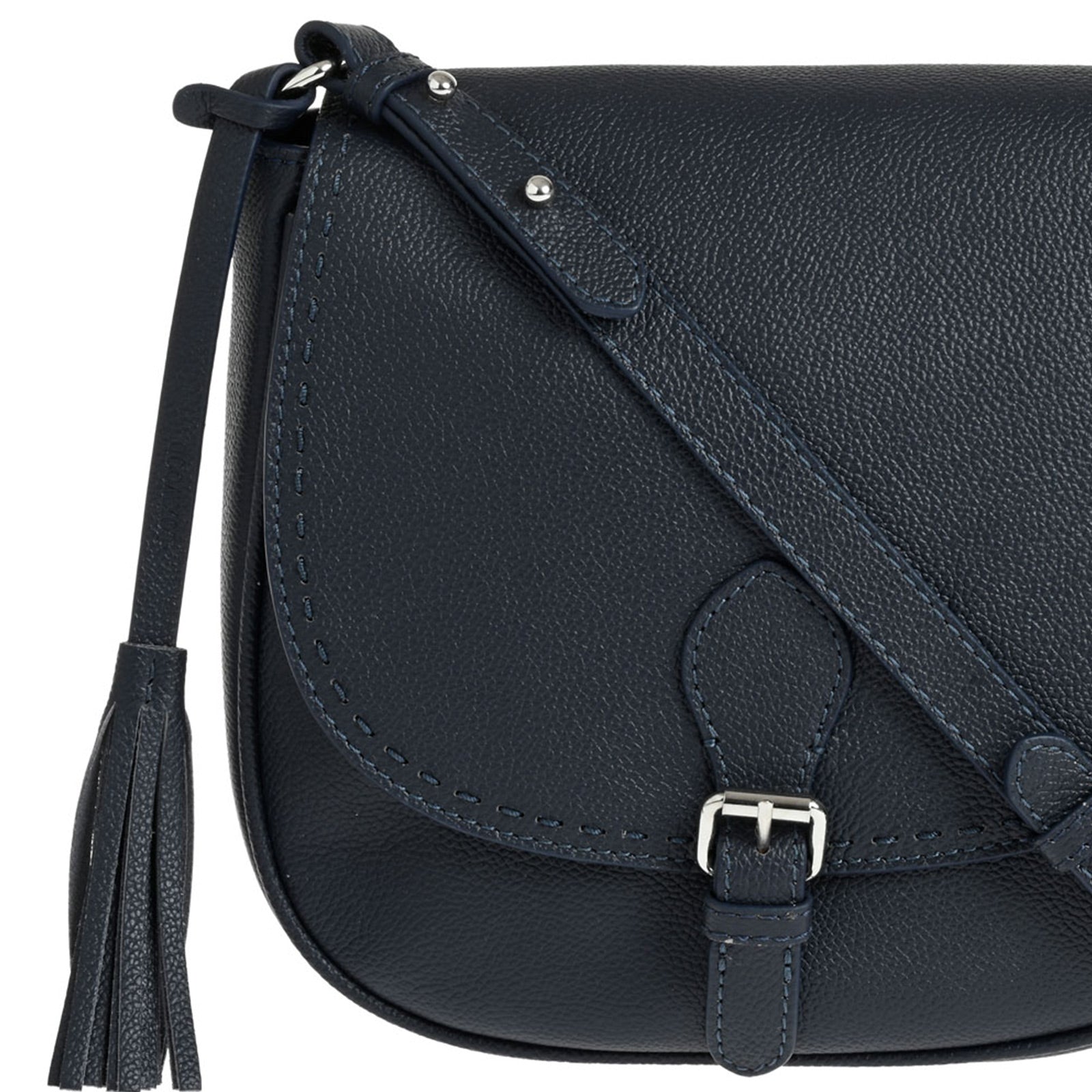 LIVIA - Crossover bag in contrasting hand-stitched grained leather