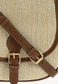 LIVIA Sac besace en raphia et cuir Natural