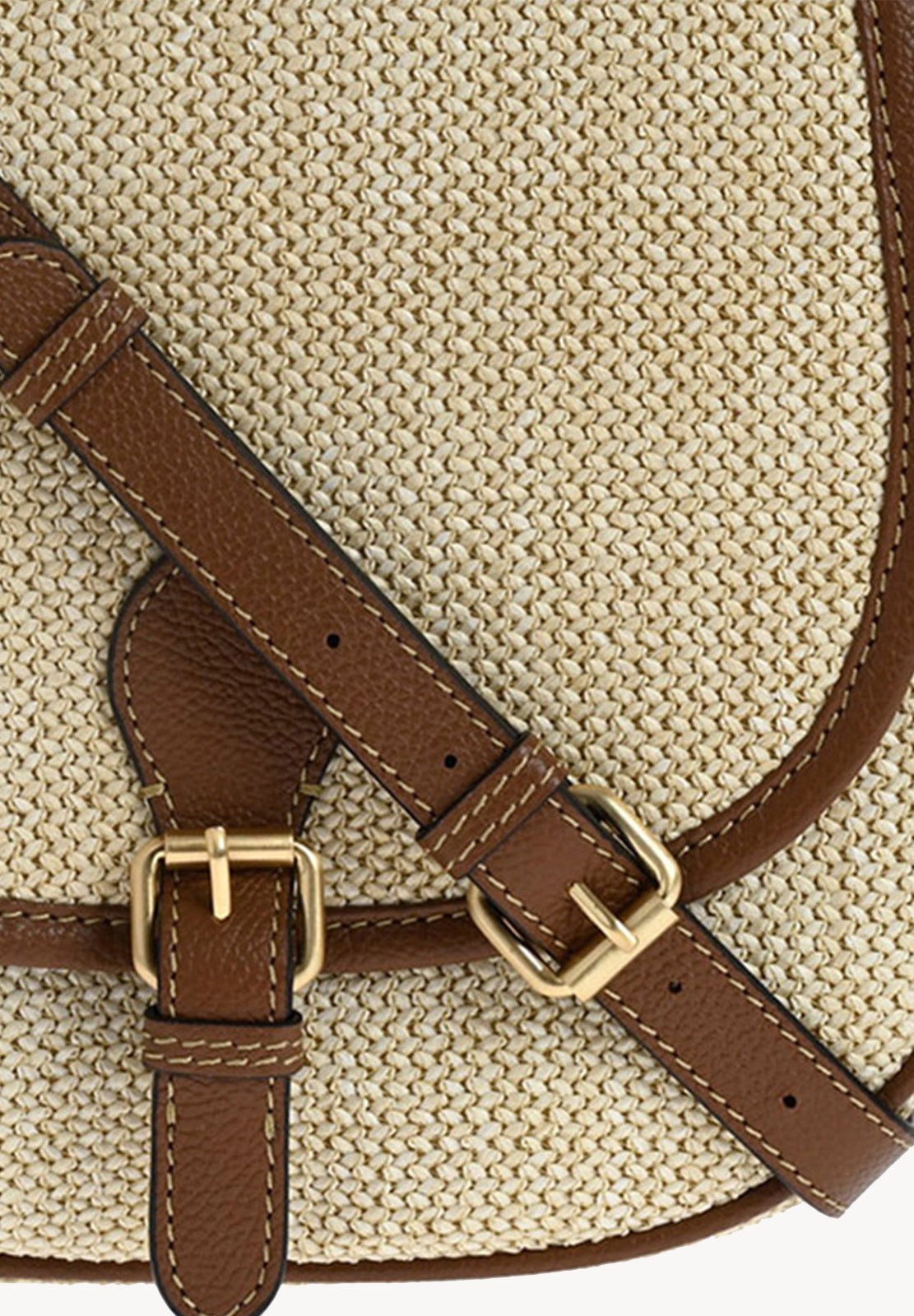 LIVIA Sac besace en raphia et cuir Natural