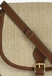 LIVIA Sac besace en raphia et cuir Natural
