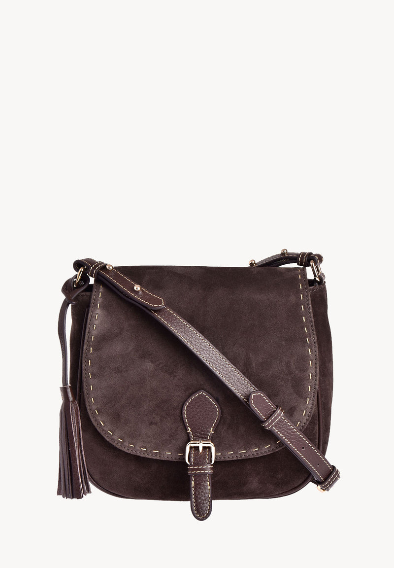 LIVIA - Sac Crossover en Daim piqué main contrasté
