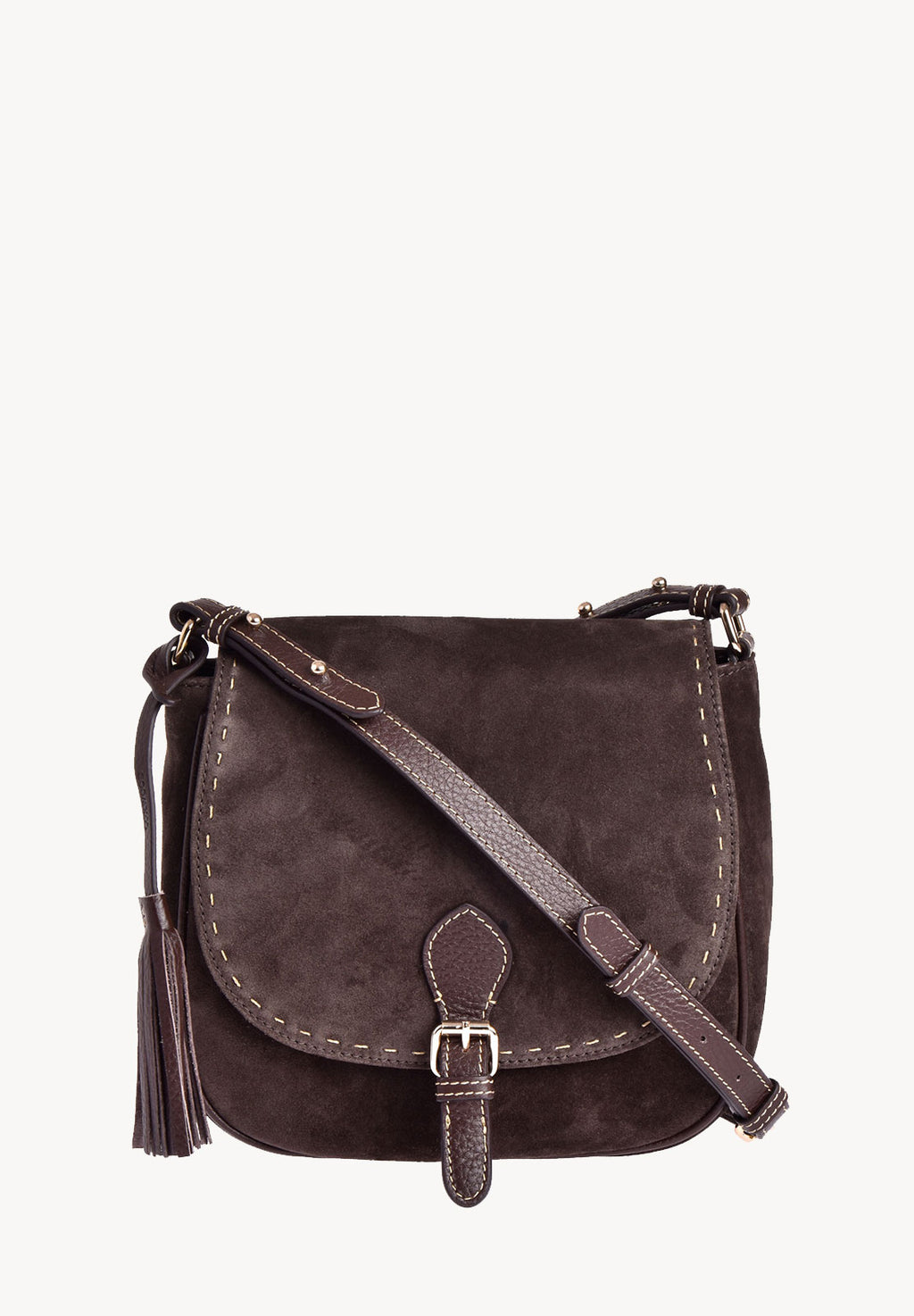 LIVIA - Crossover bag in contrasting hand-stitched suede