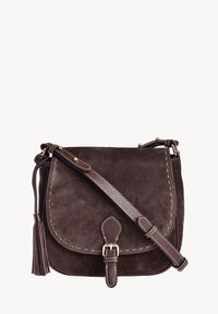 LIVIA - Crossover bag in contrasting hand-stitched suede