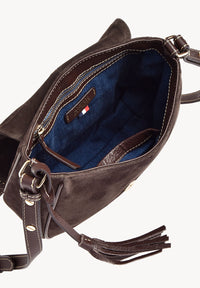 LIVIA - Crossover bag in contrasting hand-stitched suede