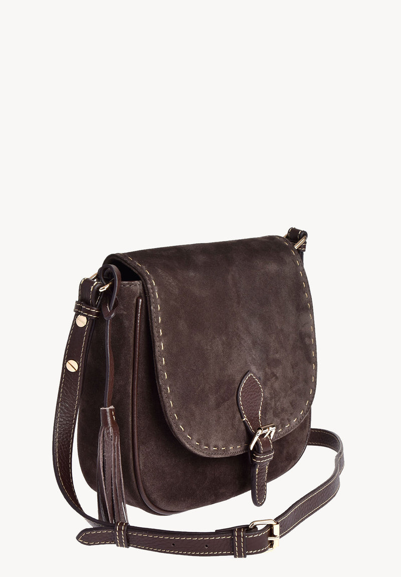 LIVIA - Sac Crossover en Daim piqué main contrasté