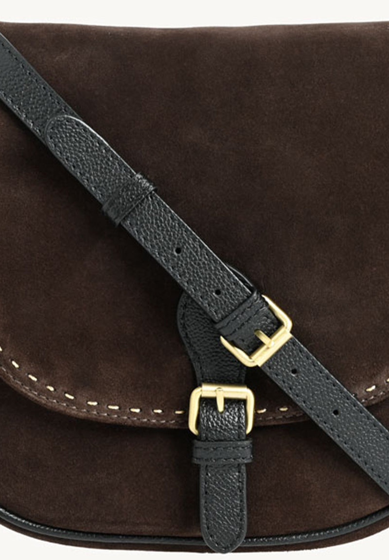 LIVIA - Crossover bag in contrasting hand-stitched suede