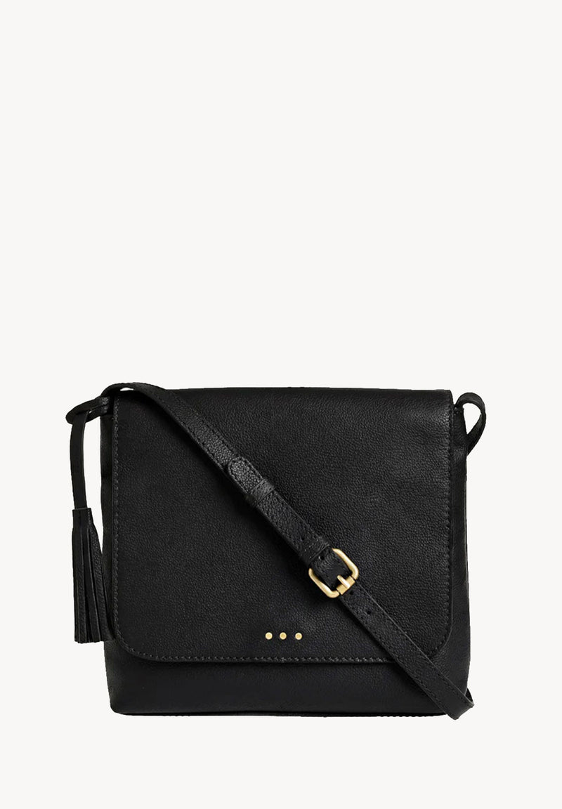 ANOUK - Black grained leather satchel bag