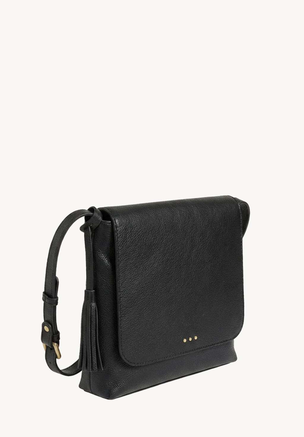 ANOUK - Black grained leather satchel bag