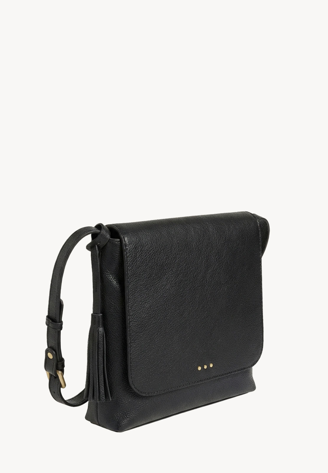 ANOUK - Black grained leather satchel bag