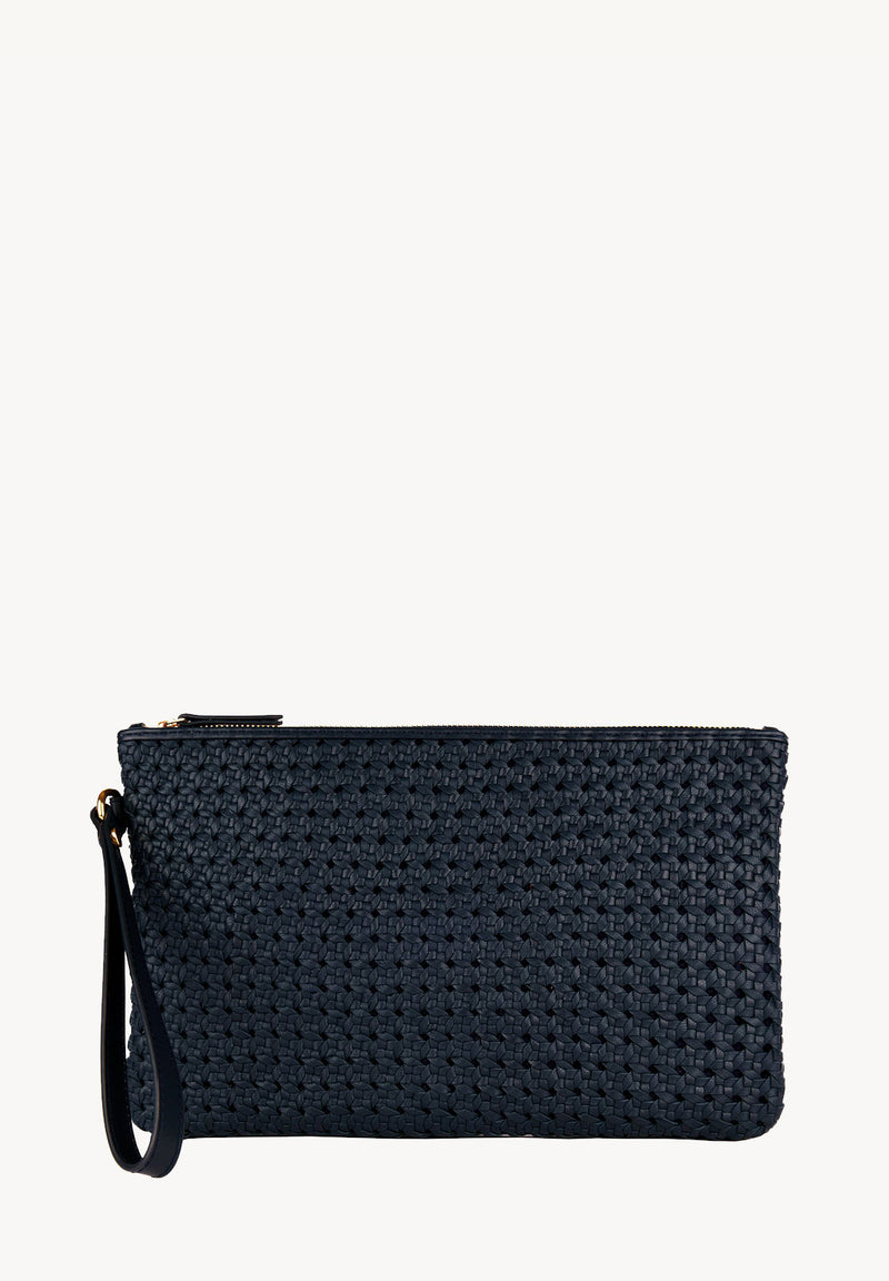 GARANCE - Pochette en cuir effet cannage