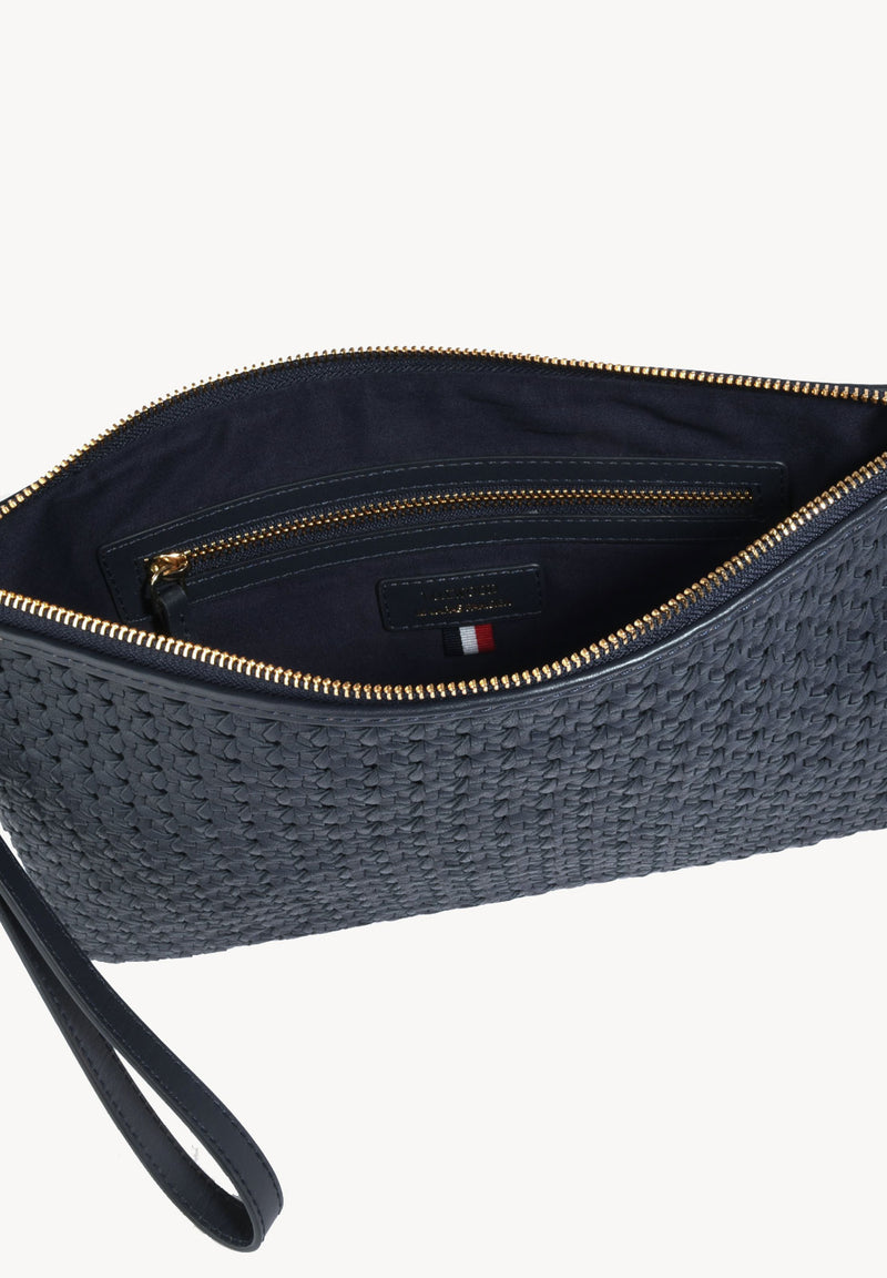 GARANCE - Cannage-effect leather clutch