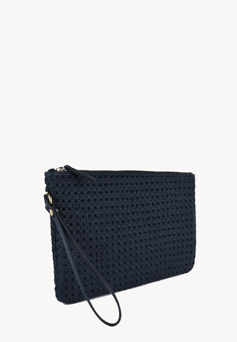 GARANCE - Cannage-effect leather clutch