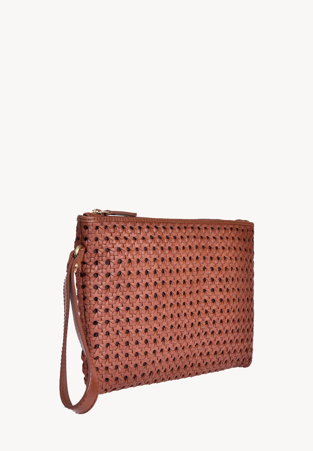 GARANCE - Cannage-effect leather clutch