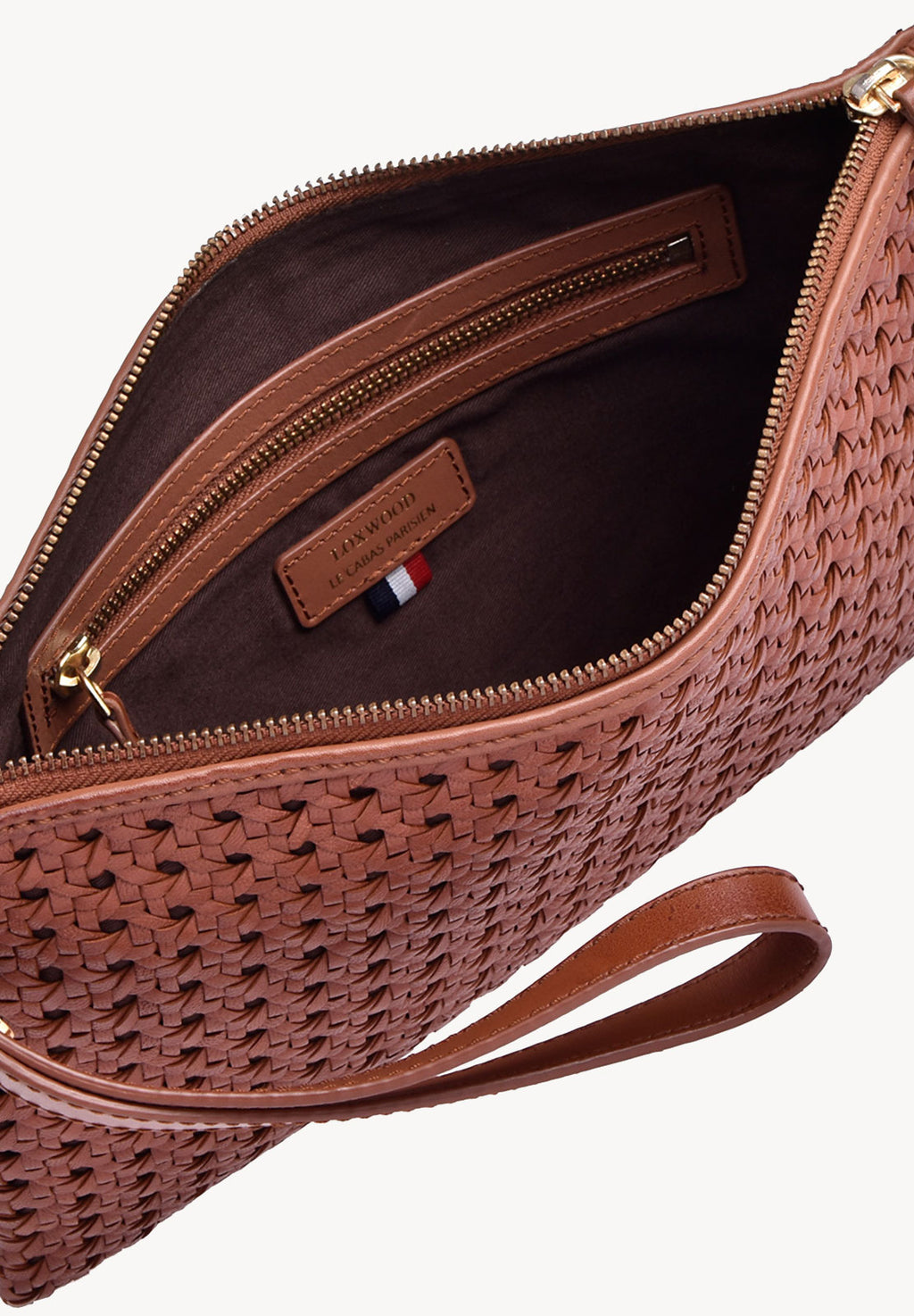 GARANCE - Cannage-effect leather clutch