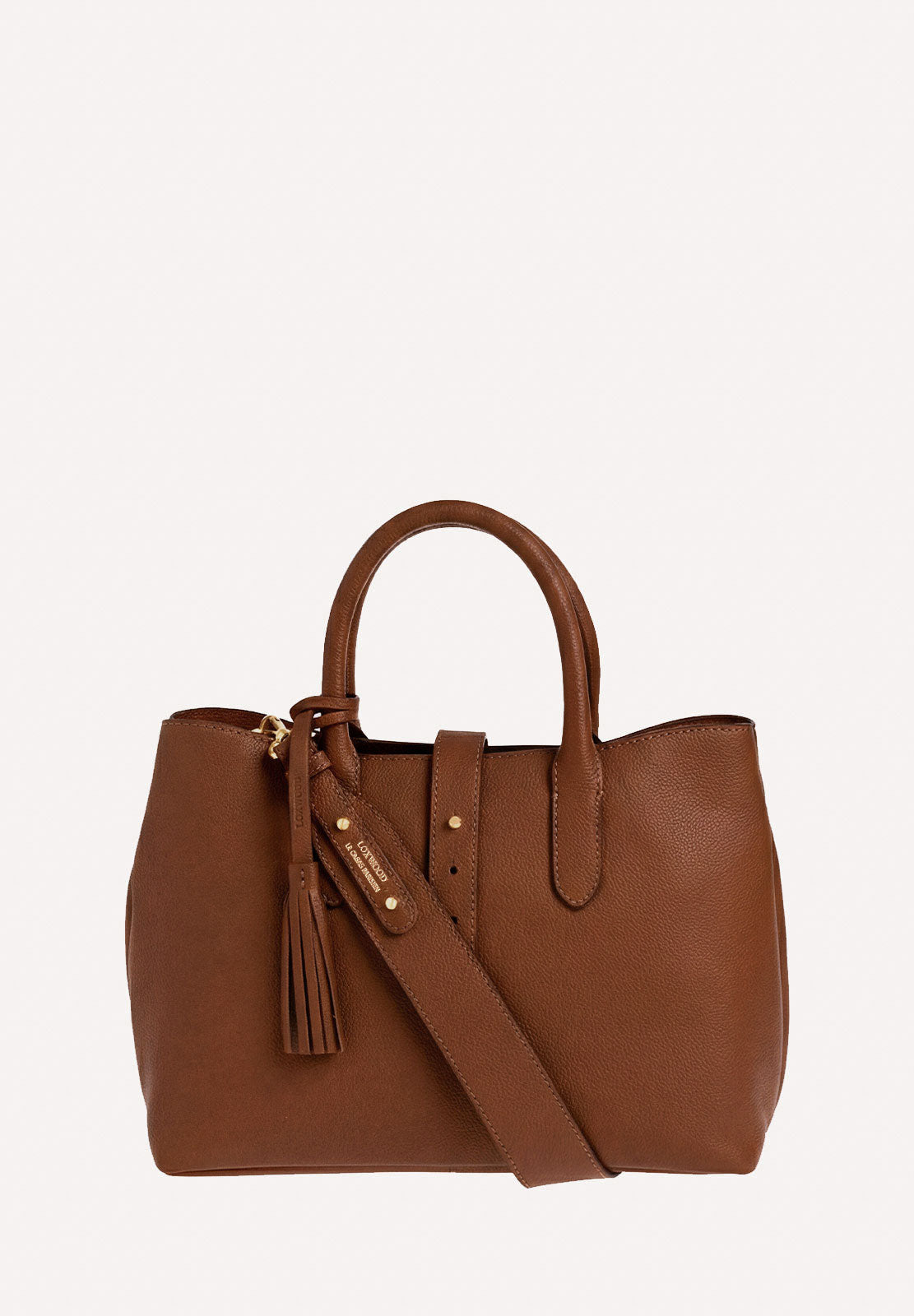MIA - Brandy grained leather handbag with shoulder strap