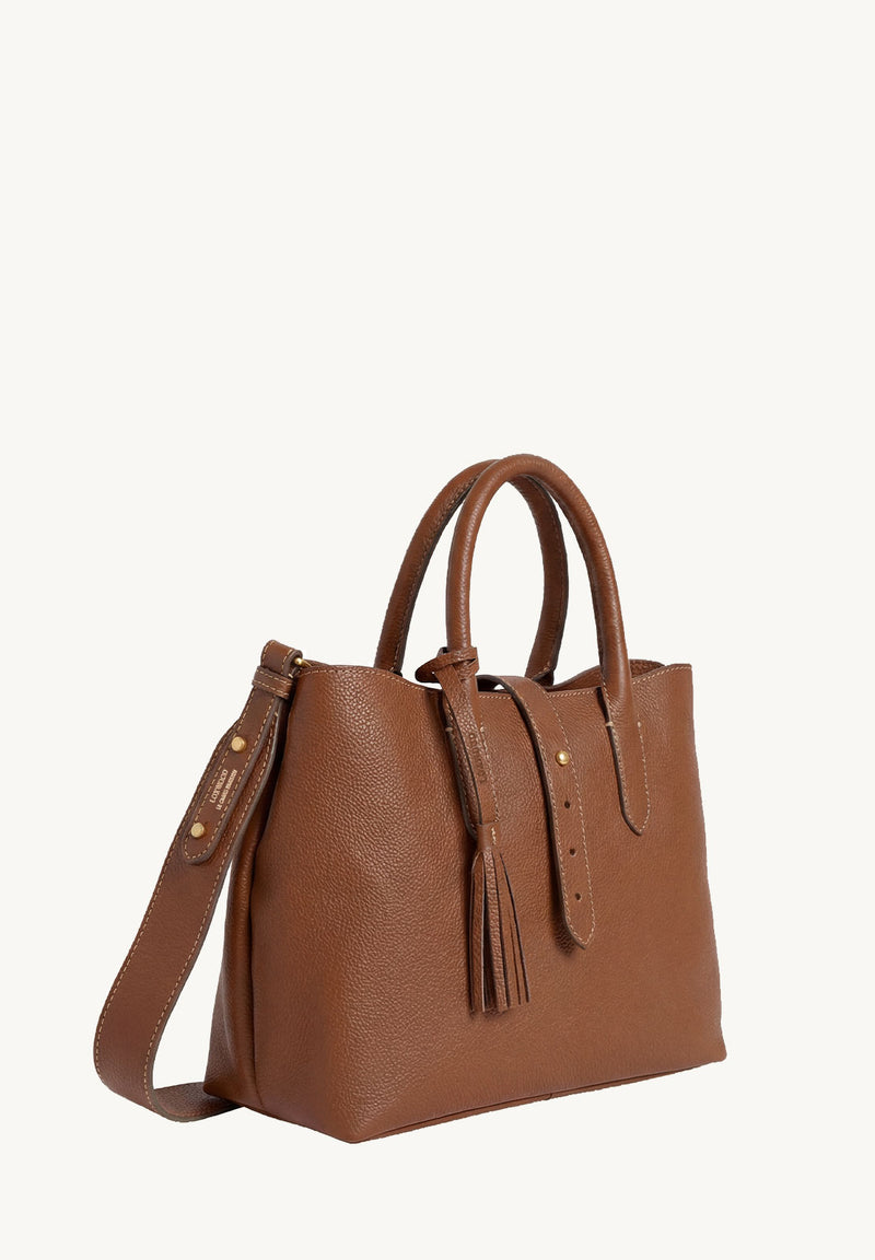 MIA - Brandy grained leather handbag with shoulder strap