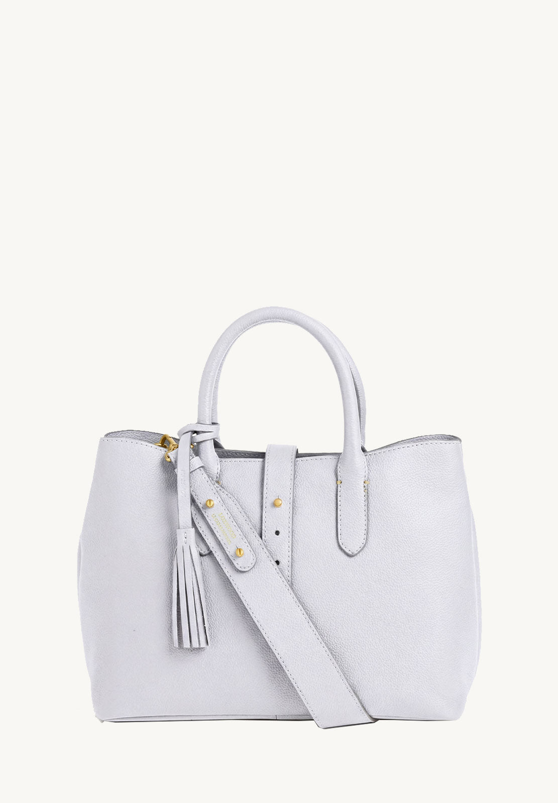 MIA - Grained leather handbag with shoulder strap Chalk
