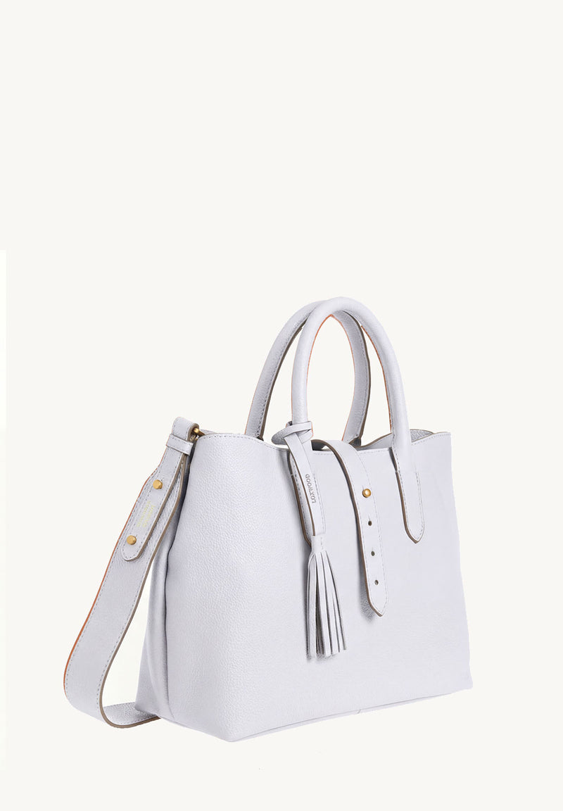 MIA - Grained leather handbag with shoulder strap Chalk