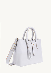 MIA - Grained leather handbag with shoulder strap Chalk
