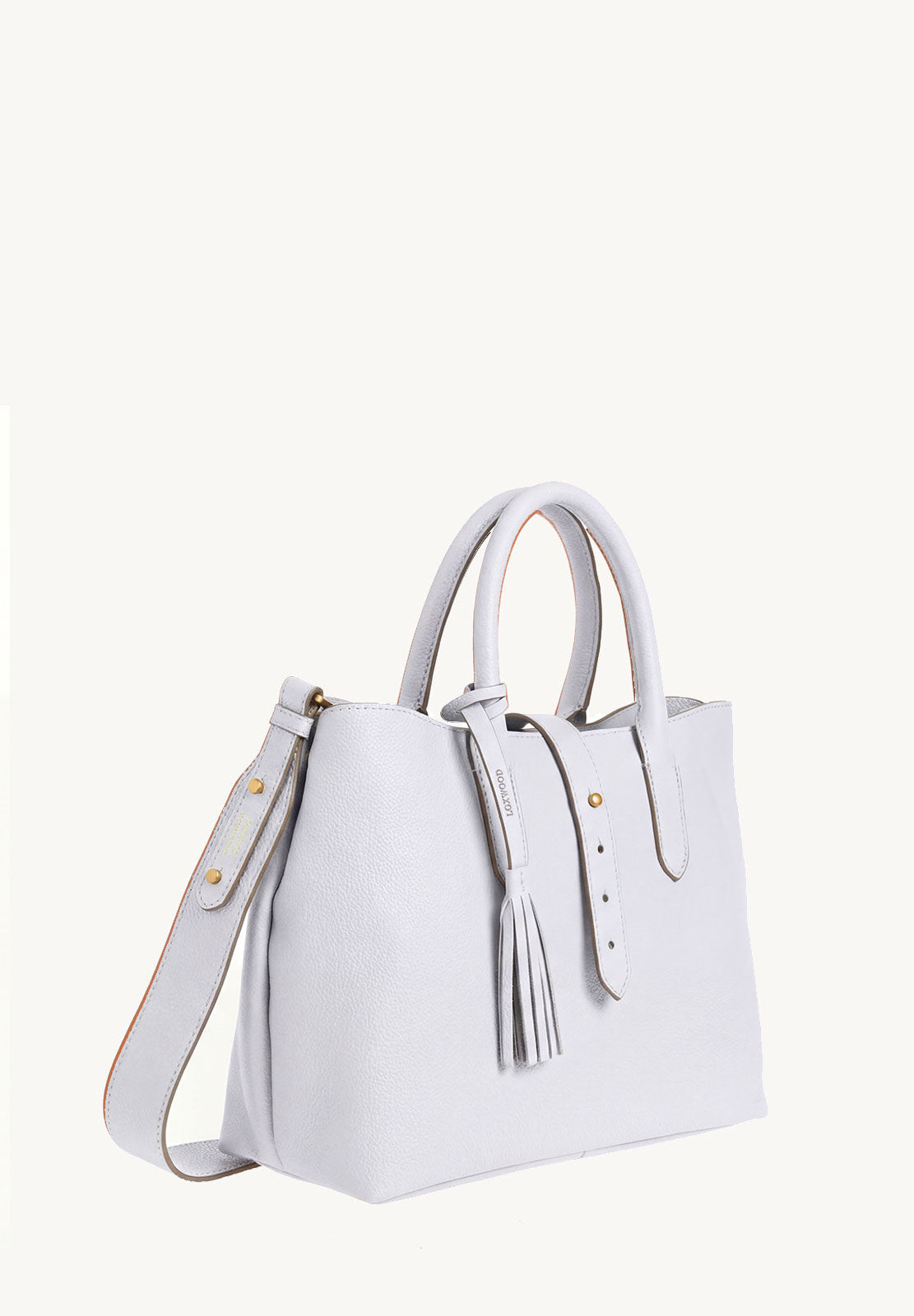 MIA - Grained leather handbag with shoulder strap Chalk