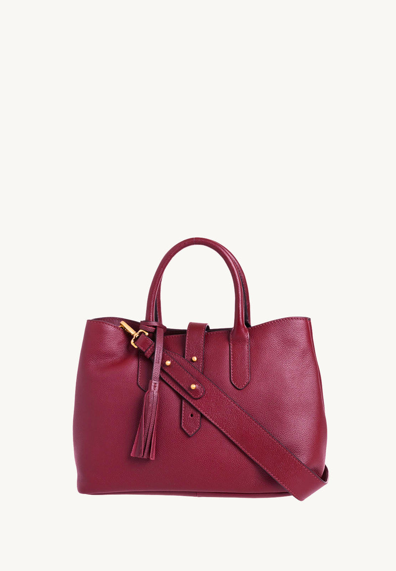MIA - Fuchsia grained leather handbag with shoulder strap
