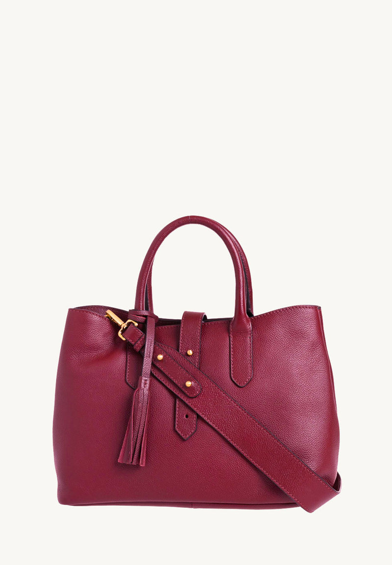 MIA - Fuchsia grained leather handbag with shoulder strap