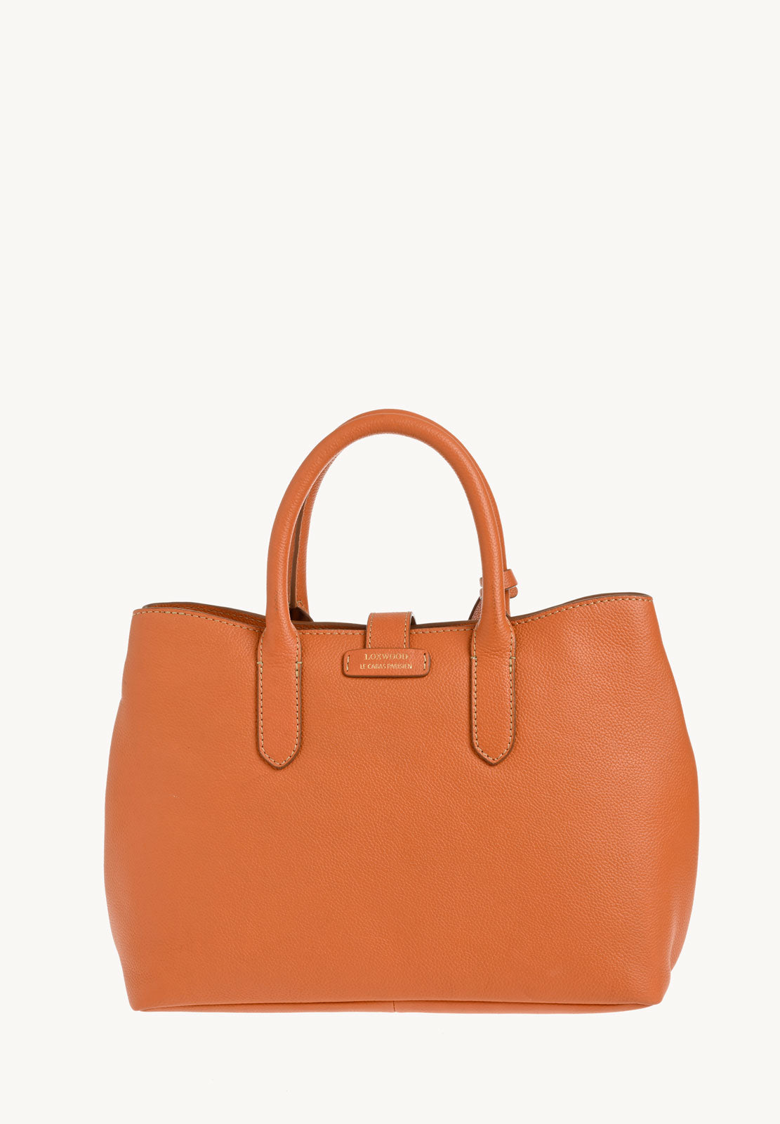 MIA - Grained leather handbag with shoulder strap, Orange