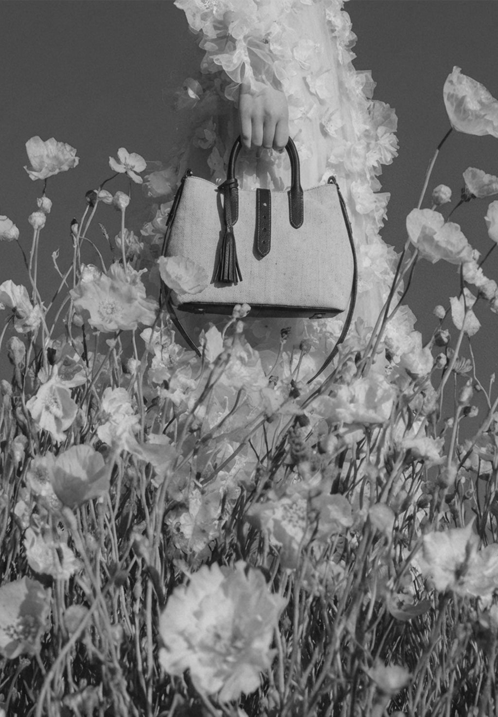 MIA - Brown Canvas and Leather Handbag with Shoulder Strap