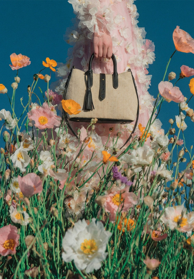 MIA - Canvas and leather handbag with shoulder strap