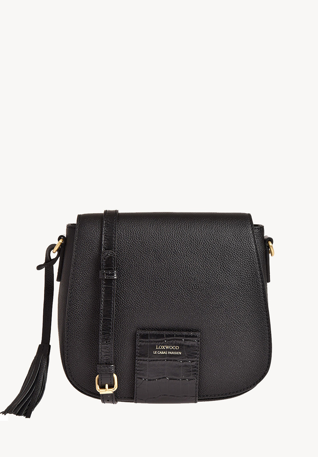 PEPPER - Grained leather and crocodile effect satchel bag