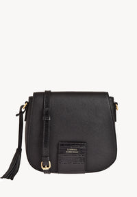 PEPPER - Grained leather and crocodile effect satchel bag