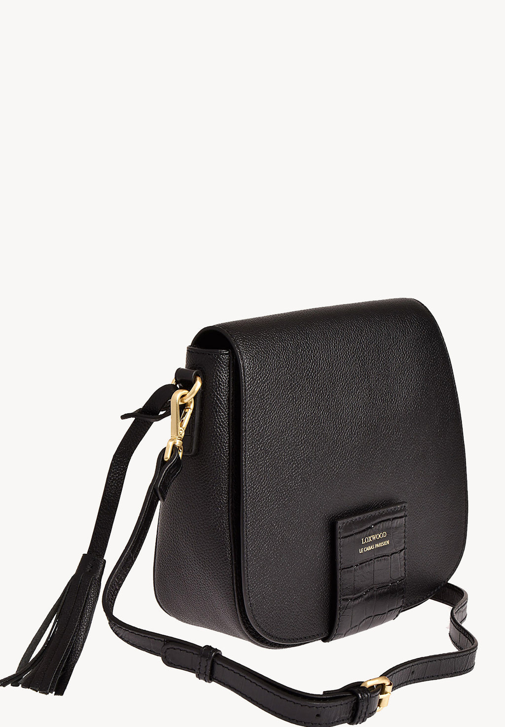 PEPPER - Grained leather and crocodile effect satchel bag