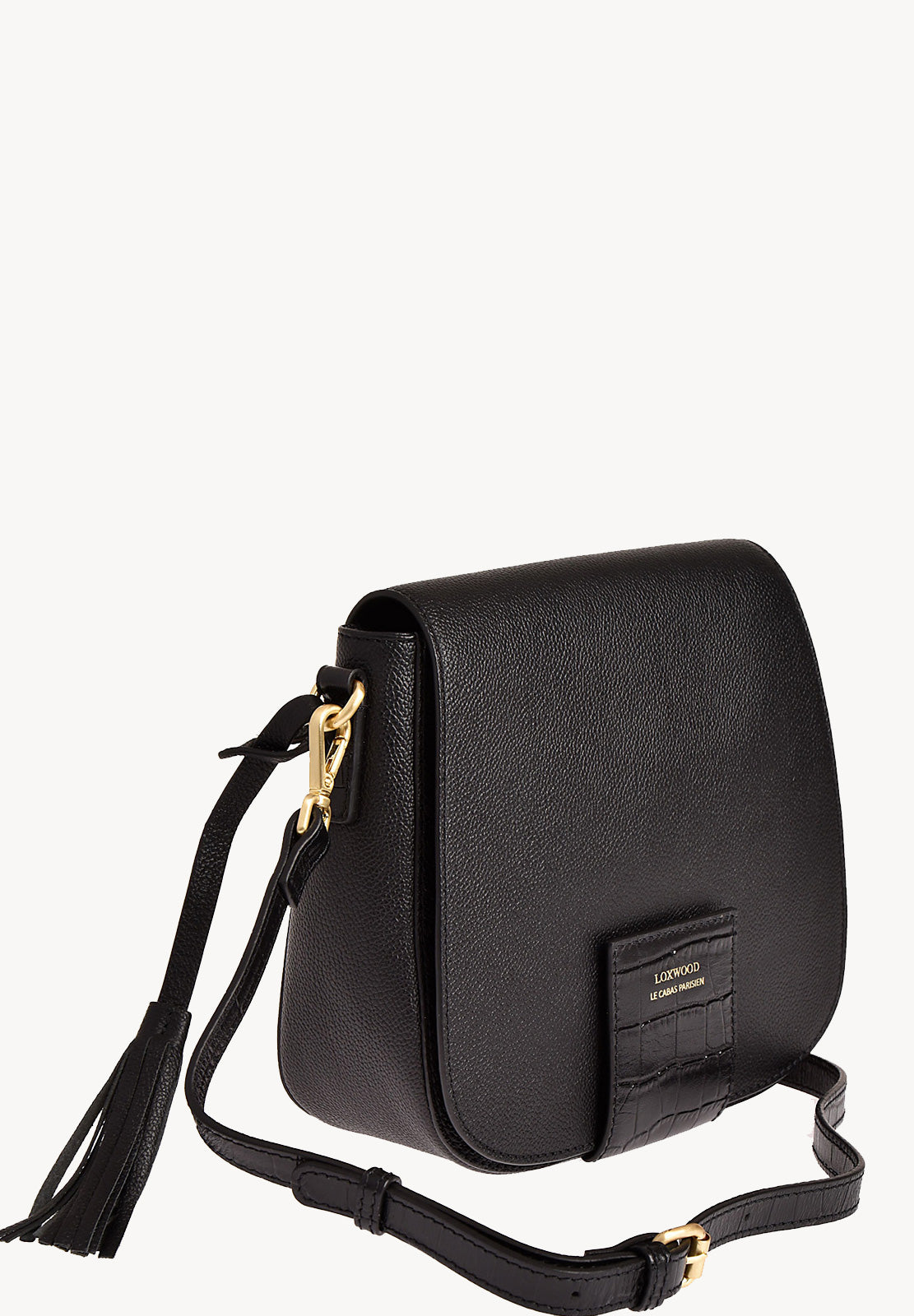 PEPPER - Grained leather and crocodile effect satchel bag
